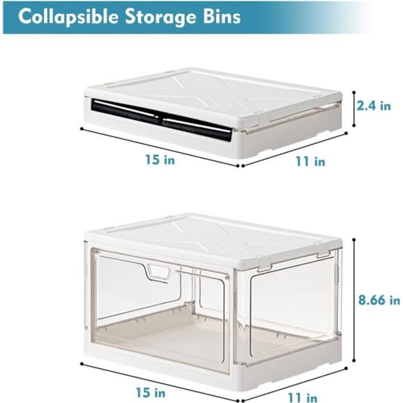 Clear Storage Bin with Lid 3 Pack 【Stackable & Sturdy】Plastic Bins for Storage - Picture 2 of 7